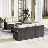 vidaXL 6-delna sedežna garnitura za vrt z blazinami črna poli ratan acacia | Shoptok.si