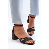 VINCEZA Black Low Heel Women's Glitter Sandals Ploemis | Shoptok.si