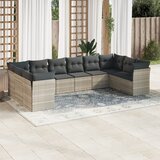Maison Chic Seti vrtnega pohištva - Vrtna garnitura - Vrtni pohištvo set 10-delna z blazinami sv. siv poli ratan, (21815443) | Shoptok.si