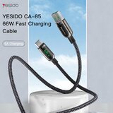 Yesido podatkovni kabel (CA85) - USB na Type-C 66W 5A digitalni zaslon - 120 cm - črni | Shoptok.si
