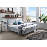 Meise Möbel Svetlo modra oblazinjena zakonska postelja z letvenim dnom 180x200 cm Piano – | Shoptok.si