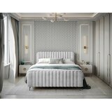 MID.YOU POSTELJA Z VZMETNICO 160 cm x 200 cm , les, tekstil, leseni material svetlo siva | Shoptok.si