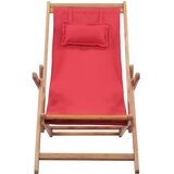  Sklopiva ležaljka za plažu od tkanine s drvenim okvirom crvena | shoptok.hr