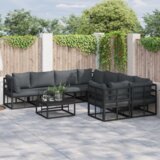 vidaXL Sjedeća garnitura za vrt 9 pcs Crna 70 x 70 x 32 cm Aluminij | shoptok.hr