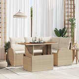 vidaXL 5-delni set vrtnega kavča z blazinami Bež poli ratan | Shoptok.si
