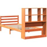 vidaXL Knjižna postelja brez vzmetnice vošč. rjava 100x200cm trden les | Shoptok.si