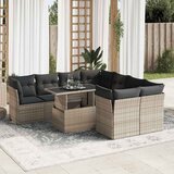 Maison Chic Seti vrtnega pohištva - Vrtna garnitura - Vrtni pohištvo set 9-delna z blazinami siv poli ratan, (21804127) | Shoptok.si
