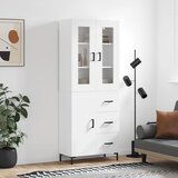 vidaXL Visoka omara bela 69,5x34x180 cm inženirski les | Shoptok.si