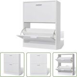 The Living Store Bela lesena omarica za čevlje z 2 predelkoma - Omarica Za Čevlje, (21744691) | Shoptok.si