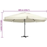  Vrtni suncobran s aluminijskim stupom 600 cm pješčano bijeli | shoptok.hr