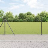 vidaXL šesterokotna ograja Siva 0.8x50 m Jeklo, Ograjni stebri s podnožnimi ploščami 13 kos Ø32mm 90cm Galvanizirano jeklo | Shoptok.si