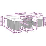 Vrtna garnitura - 10-dijelni set vrtnih sofa s jastucima crni od poliratana - Crna 1 | shoptok.hr
