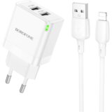 Borofone USB punjač sa kablom 1m USB to iPhone/lightning BN15 Strong dual-port set white Cijene