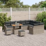  Set vrtnih sofa od 12 dijelova s jastučićima siva poli ratan acacia | shoptok.hr