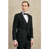 ALTINYILDIZ CLASSICS Men's Black Slim Fit Slim-Fit Cut Dovetail Collar Patterned Classic Tuxedo Suit. Cene