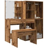 vidaXL Garnitura toaletne mize z LED starim lesenim inženirskim lesom | Shoptok.si