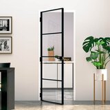 Sobna vrata crna 76 x 201,5 cm kaljeno staklo i aluminij tanka | shoptok.hr
