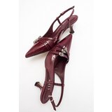 LuviShoes woss burgundy patent leather belt detail women's heeled shoes Cene