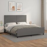 vidaXL Posteljni okvir z vzglavjem siv 180x200 cm umetno usnje Cene