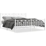 vidaXL Kovinski posteljni okvir z vzglavjem in vznožjem bel 183x213 cm | Shoptok.si