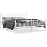 vidaXL Kovinski posteljni okvir z vzglavjem in vznožjem bel 183x213 cm