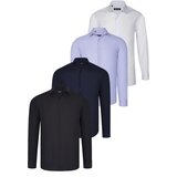 Dewberry QUAD SET G726 SHIRT-BLACK-WHITE-NAVY BLUE-LILAC | shoptok.hr
