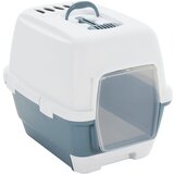 vidaXL Mačje stranišče s pokrovom belo in modro 58x45x48 cm PP | Shoptok.si