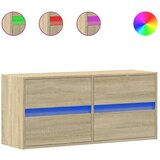 Maison Chic Stenska TV omarica - TV stojalo - Televizijska omarica z LED lučkami sonoma hrast 100x31x45 cm, (21702191) | Shoptok.si