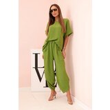 Kesi Włoski Set made of viscose blouse + trousers olive Cijene