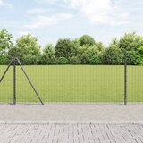 vidaXL evropska ograja s 13 pritrjenimi stebri 0.8x25 m galvanizirana jeklena | Shoptok.si