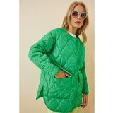 Happiness İstanbul Women's Vivid Green Oversize Quilted Coat Cene