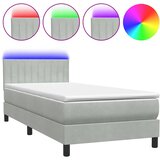 Box Spring krevet s madracem i LED svijetlo sivi 80x220 cm samt | shoptok.hr