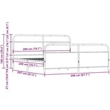 Metalni Kovinski posteljni okvir brez vzmetnice rjavi hrast 200x200 cm, (21610859) | Shoptok.si