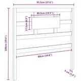  Uzglavlje za krevet crno 95,5 x 4 x 100 cm od masivne borovine | shoptok.hr
