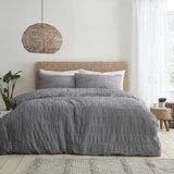 Catherine Lansfield Siva posteljina za bračni krevet/za produženi krevet od krepa 230x220 cm Seersucker – | shoptok.hr