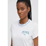 Puma Bombažna kratka majica SQUAD ženska, bela barva, 677897