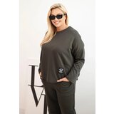 Kesi Włoski Women's Plus Size set butter sweatshirt and pants with pockets khaki Cene