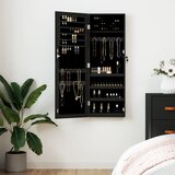  Zidni ormarić za nakit s ogledalom crni 37,5 x 10 x 106 cm | shoptok.hr
