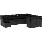  10-dijelni set vrtnih sofa s jastucima crni od poliratana | shoptok.hr