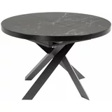 Kave Home Črna okrogla raztegljiva jedilna miza s keramično ploščo ø 160 cm Vashti –