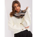 Fashion Hunters Dark gray women's scarf made of openwork knitwear | shoptok.hr