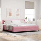 Box Spring postelja z vzmetnico roza 200x200 cm žamet, (22051145) | Shoptok.si