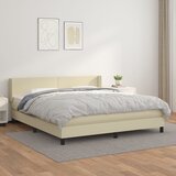  s oprugama i madracem krem 180x200 cm od umjetne kože | shoptok.hr