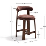 Kave Home Smeđa/u tamnoj prirodnoj boji barska stolica od čvrste jeseni (visine sjedala 65 cm) Granite – | shoptok.hr