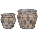  Košarica za saksije s pohranom 2 pcs Siva Lacak ratan | shoptok.hr