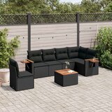  7-dijelni set vrtnih sofa od poliratana s jastucima crni | shoptok.hr