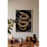 Wallxpert uramljena slika 115271, zlatna zmija na crnoj pozadini, 30 x 40 cm, beli ram Cene