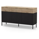 Marckeric Crna/u prirodnoj boji niska komoda u dekoru hrasta 150x80 cm Marion – | shoptok.hr