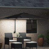 vidaXL Vrtni dežnik Črna 248.5 x 247.5 x 160 cm blago | Shoptok.si