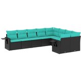  Vrtni set od 9 dijelova s jastucima, crni poliratan | shoptok.hr